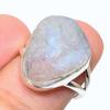 Подарочное кольцо из стерлингового серебра 925 пробы с натуральным радужным лунным камнем S.7 j7j03