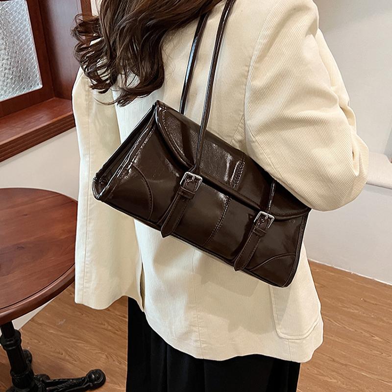 Высококачественная сумка для подмышек из кожи цвета бордо с масляным воском, элегантная женская сумка через плечо с магнитной пряжкой, универсальная женская сумка-тоут