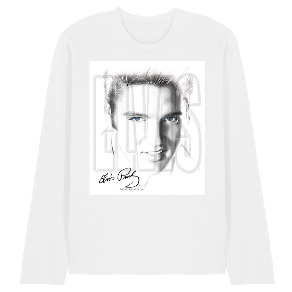 Elvis Presley Unisex Adult Blue Eyes Long-Sleeved T-Shirt