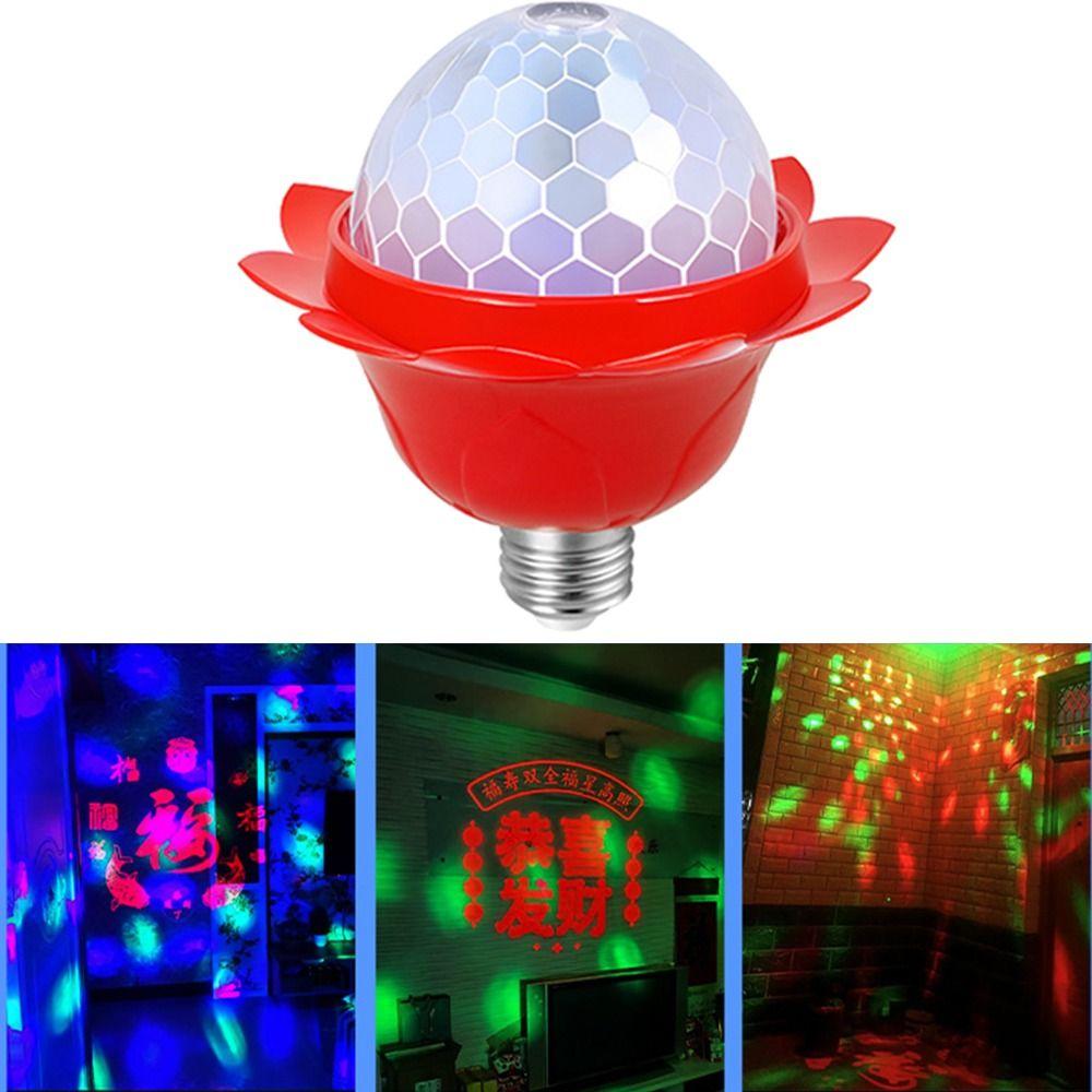 Chinese Character Chinese New Year Rotating Light LED Ball Bulb Lamp  Holiday