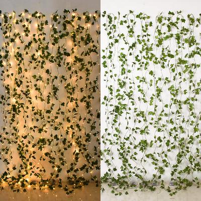 2/5/10 м искусственный плющ шелковый поддельный зеленый лист плюща лоза со светодиодными огнями гирлянда для дома свадьба искусственные растения гирлянда украшения