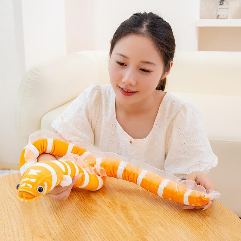 Simulated Snake Conger Eel Plush Doll Soft Streak Simulation Toys Cartoon Animals Pillow Birthday Xmas Gifts for Boys and Girls
