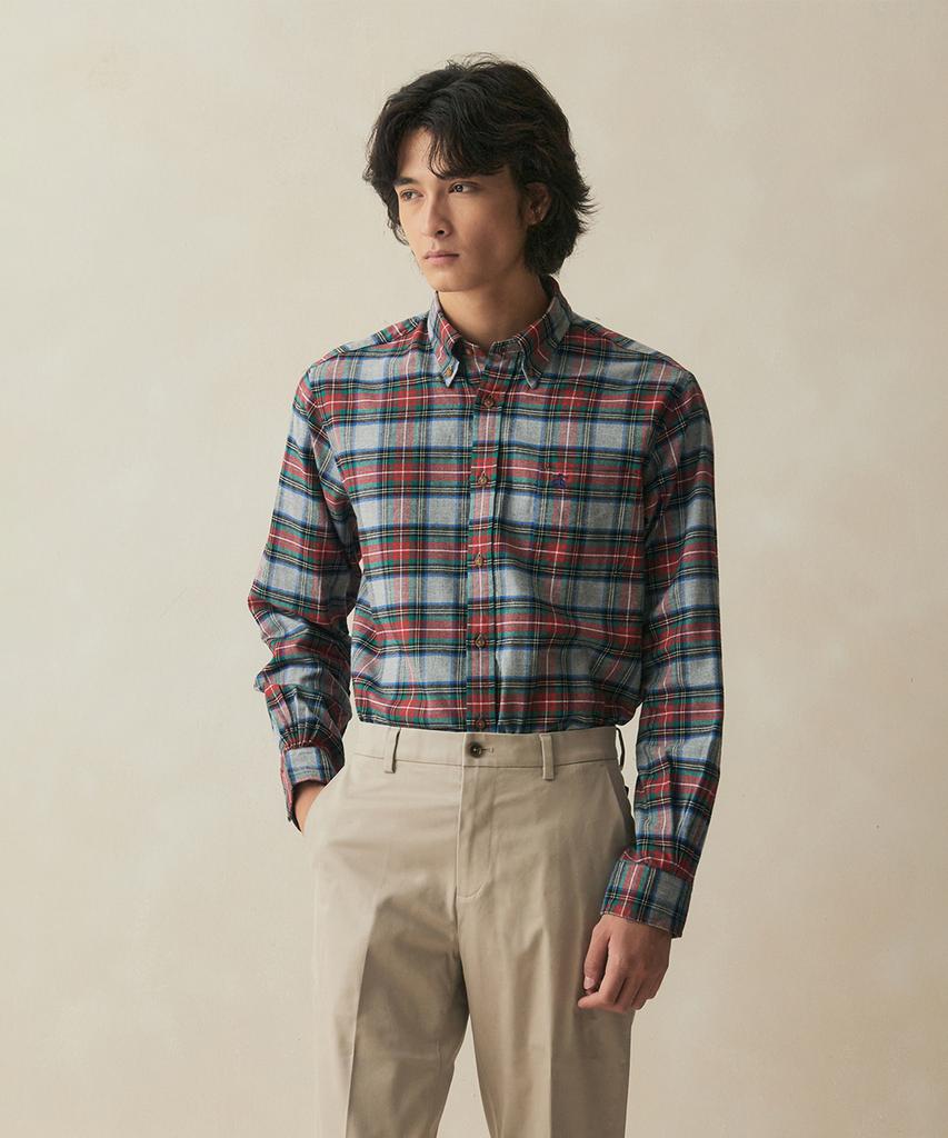 BROOKS BROTHERS Фланелевая спортивная рубашка в клетку тартан (серый) (Bbthmf3576Wef)