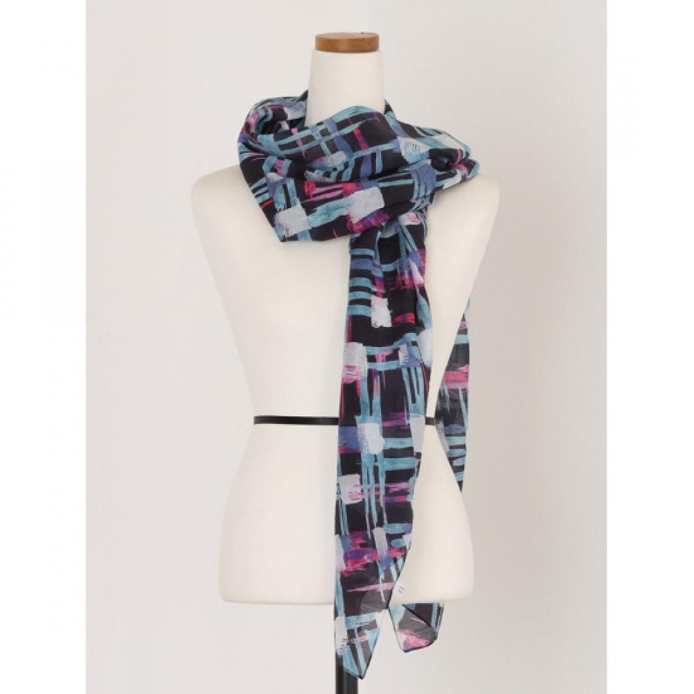 Shop Women Diamond Check 100 Tencel Rectangular Long Scarf Navy Plc Wsc 0727