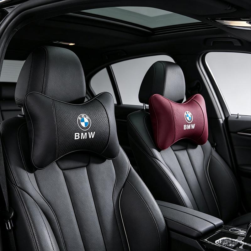 Car Neck Pillow Leather Breathable Soft Headrest stickers For BMW 50th F30 F40 F10 E90 X2 F20 E60 E87 M E92 X3 X1 X6 E30 E34 E61 YA1