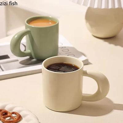 Керамическая кружка с креативной ручкой, офисная кружка для воды, кружка для кофе, кружка для молока, чая, сока, чашки для домашнего завтрака, чашки для пары