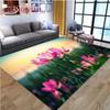 3D ковер с принтом лотоса, зеленые и розовые ковры, ковер с цветком пруда лотоса для гостиной, спальни, кухни, детские игровые ковры, цветочный коврик