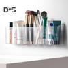 Держатель для кистей для макияжа, прозрачный настенный ящик для хранения с клейкими крючками, косметический органайзер с отделениями для ванной комнаты, спальни