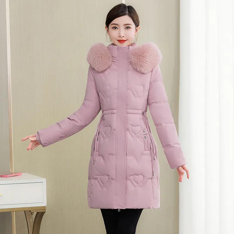 Women Winter Jacket Parka Fur Collar Hooded Thick Warm Long Female Coat Casual Outwear Down Cotton Jacket Parkas