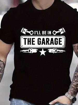 Унисекс футболка с принтом THE GARAGE - Круглый вырез, Обычный крой, Прочная эластичная
