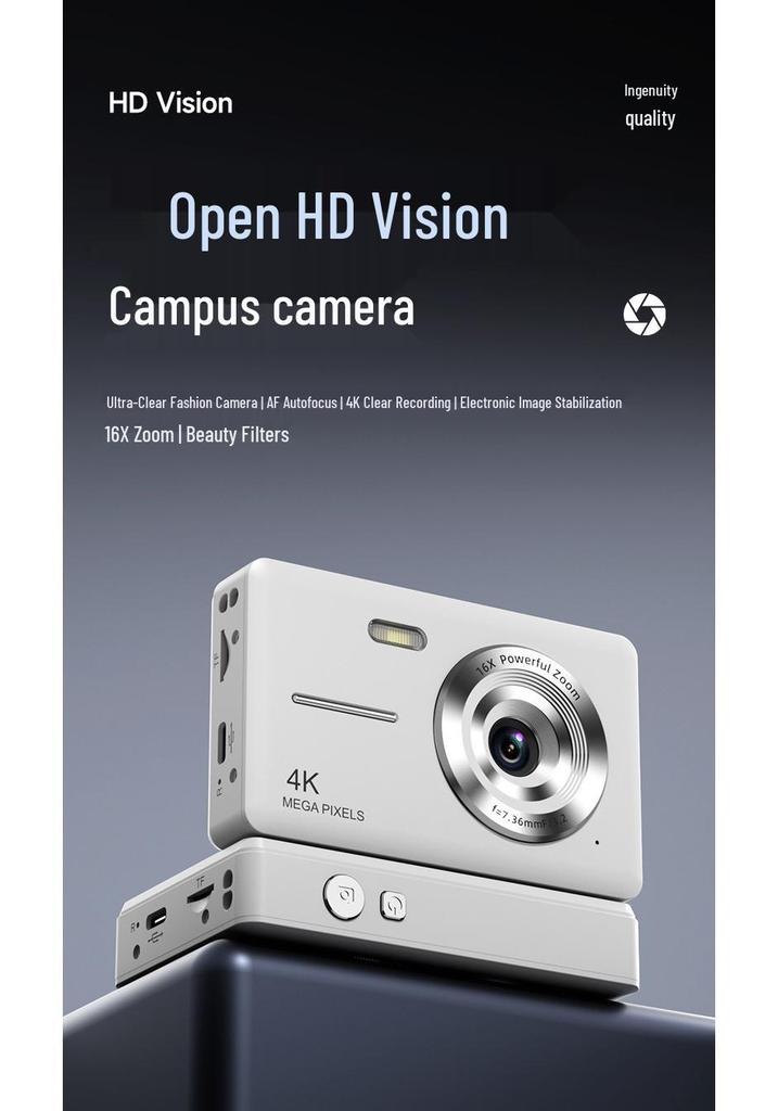 Мини-портативная камера 4K HD с 16-кратным цифровым зумом и фильтрами красоты
