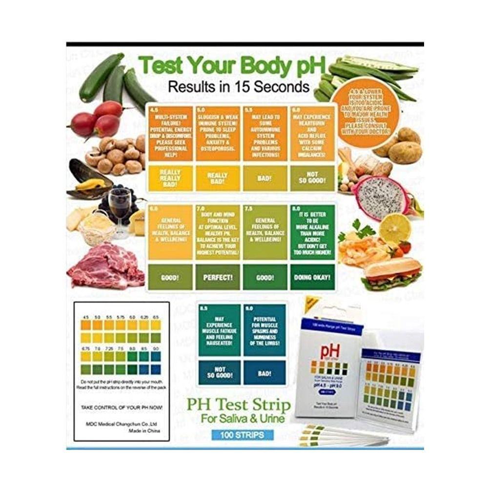 100-каратная высокоточная бумага для измерения pH, высокочувствительная лакмусовая бумага, определение кислотности и щелочности тела