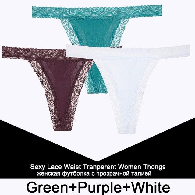 FINETOO 3PCS/Set Sexy S-XL Women Cotton Panties G-string Woman's Underwear Girl Lace Female Lingerie T-Back Lady Thong Intimates