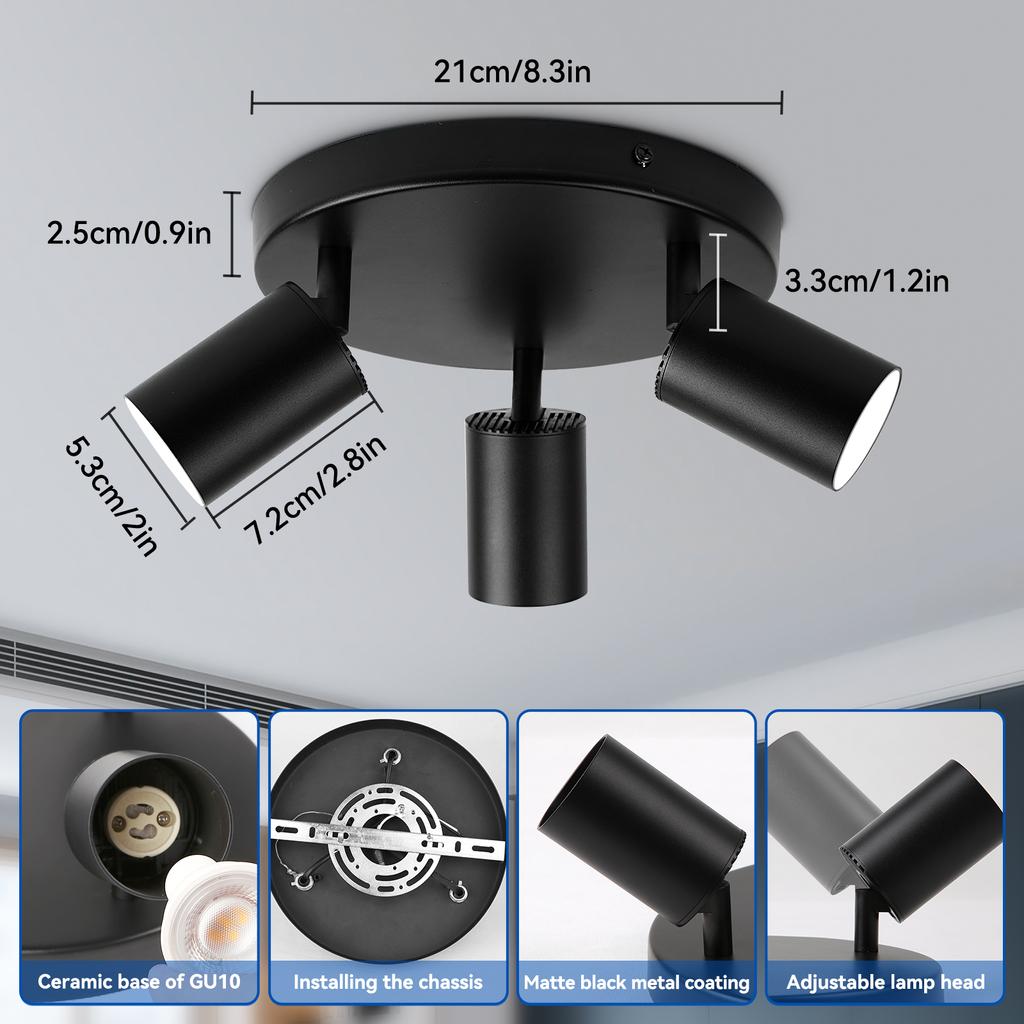 GU10 Ceiling Pendant Lamp Led Spot Lighting for Living Room Decor Kitchen Adjustable Angle Chandelier LED Track Ceiling Light