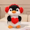 Red Heart Penguin Plush Toys Soft Stuffed Cute Earphones Love Dolls  Valentine's Day
