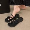 Set of Toe Cool Slippers Women's Summer New Fashion Versatile French Retro Seaside Beach Roman Sandals Women