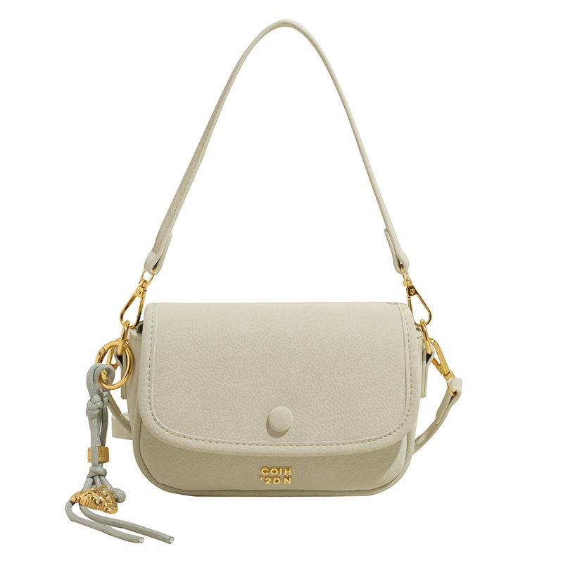 2025 Spring and Summer New Lychee Pattern Armpit Bag Women's Fashion Solid Color Simple Shoulder Bag Foreign Style Versatile Messenger Bag
