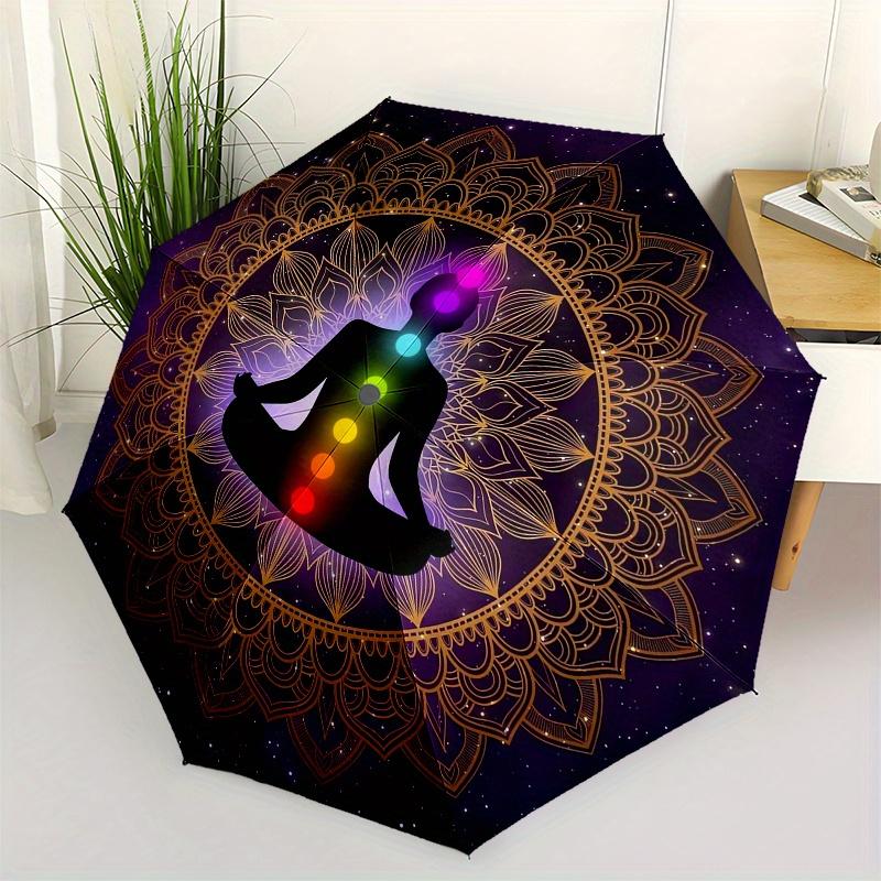Chakra Balance Meditation Mat: Yoga & WellnessUmbrella, Portable 3-Fold Compact Umbrella for Men & Women Gift