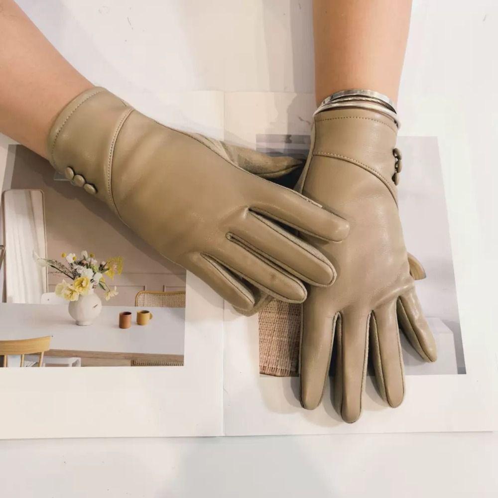 ПУ Варежки с полным пальцем Однотонные Перчатки Винтажные Женские Кожаные Перчатки Для улицы