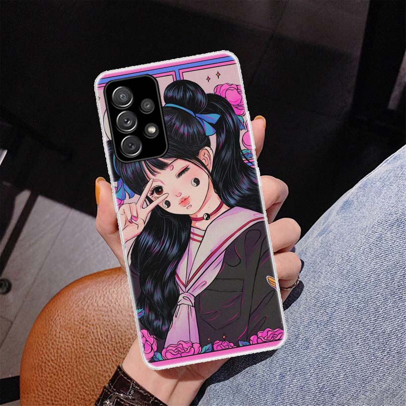 INS Kawaii японский аниме рисунок девушка чехол для телефона для Samsung Galaxy A53 A52 A73 A72 A12 5G A13 A22 A23 A32 A33 A02S