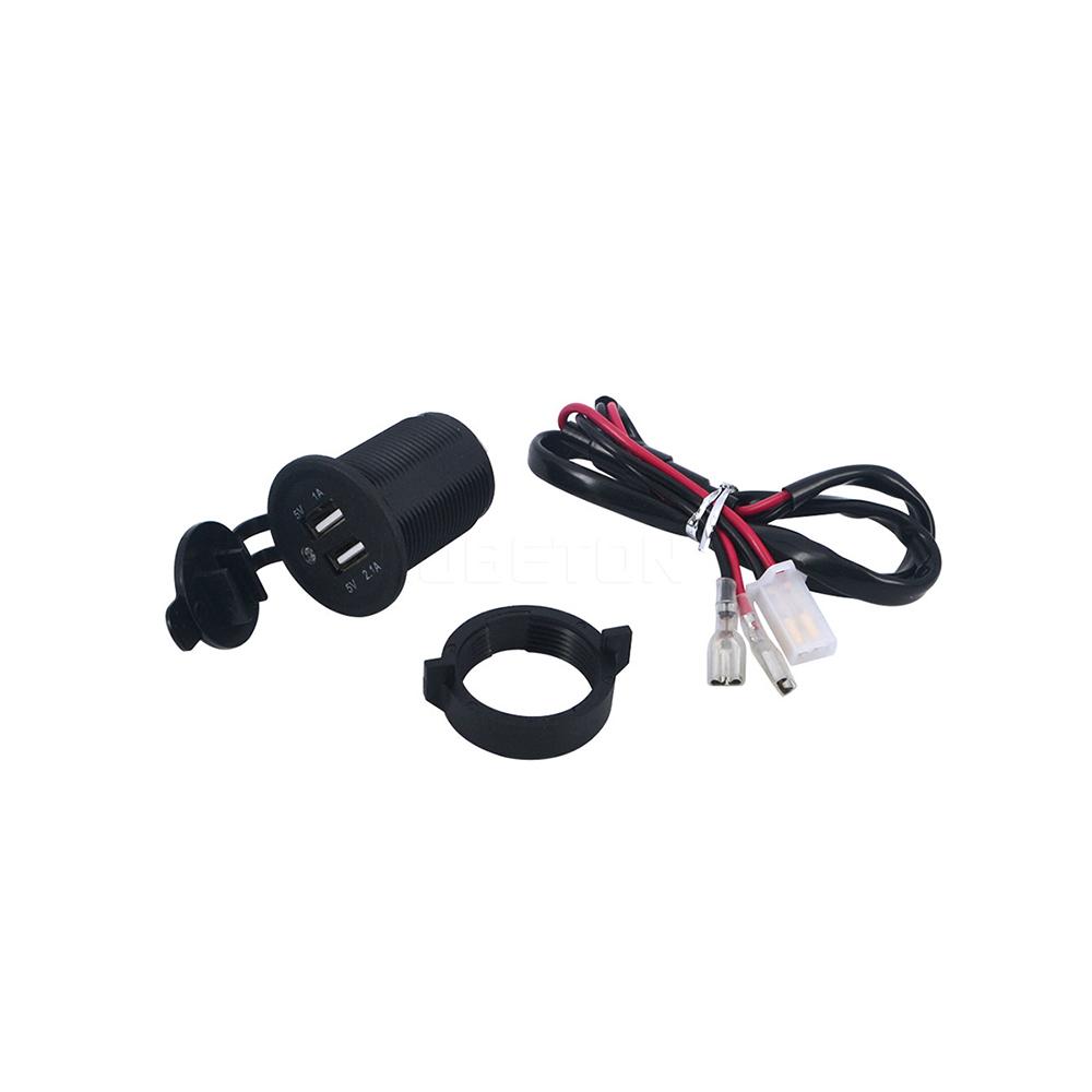 Автомобильное зарядное устройство с двумя портами USB, розетка 5 В, 1 А и 2,1 А для мобильного GPS-зарядного устройства, автомобиля, лодки, морского фургона, скрытого монтажа (С проводом)