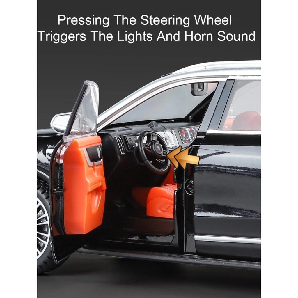 Модель автомобиля из литого под давлением сплава 1/24, AITO M9, съемные колеса, резиновые шины, светомузыкальный автомобиль, внедорожник, подарок на день рождения для детей