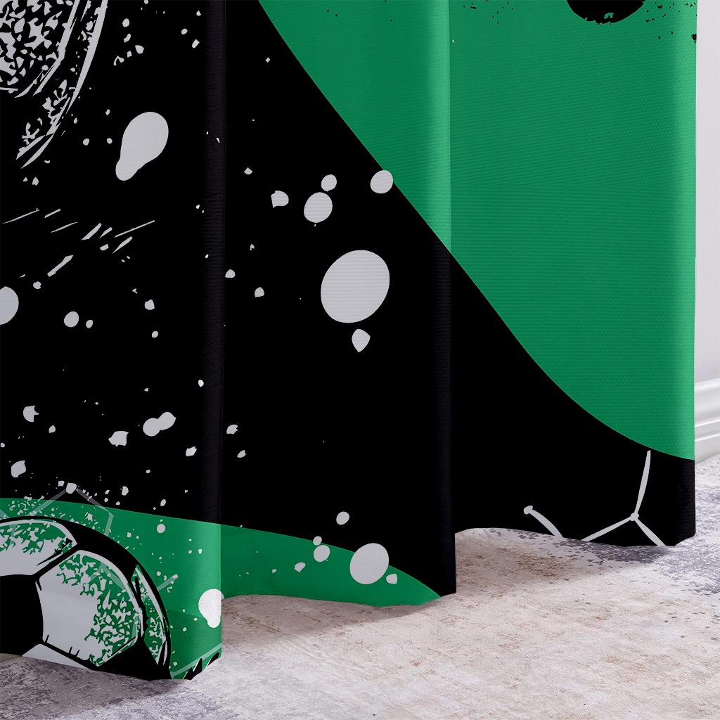 Cool Watercolor Green Football 3d Printed Curtains Suitable For Children's Room Study Bedroom Living Room Decorative Curtains