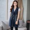 Denim Vest Women Plus Size Double-breasted Sleeveless Jean Ladies Long Vest Elegant Women's Coats