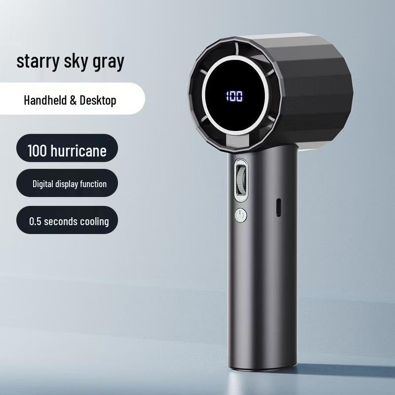 Southeast Asia 2026 GS5 High-Speed Leafless Mini Handheld Fan with 100-Speed Digital Display