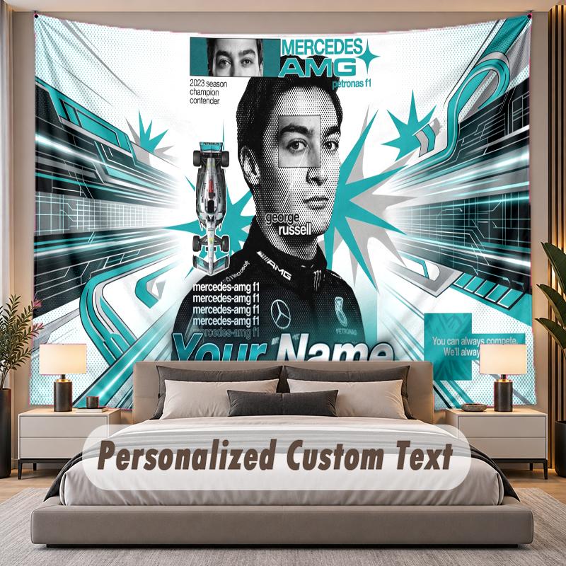 Custom Name Text Tapestry George Russell Personalized Polyester Wall Tapestry For Bedroom And Room