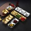 1/2/3 Grids Stainless Steel Seasoning Dish Korean Metal Barbecue Sauce Dipping Dish Plate BBQ Restaurant Kitchen Tableware
