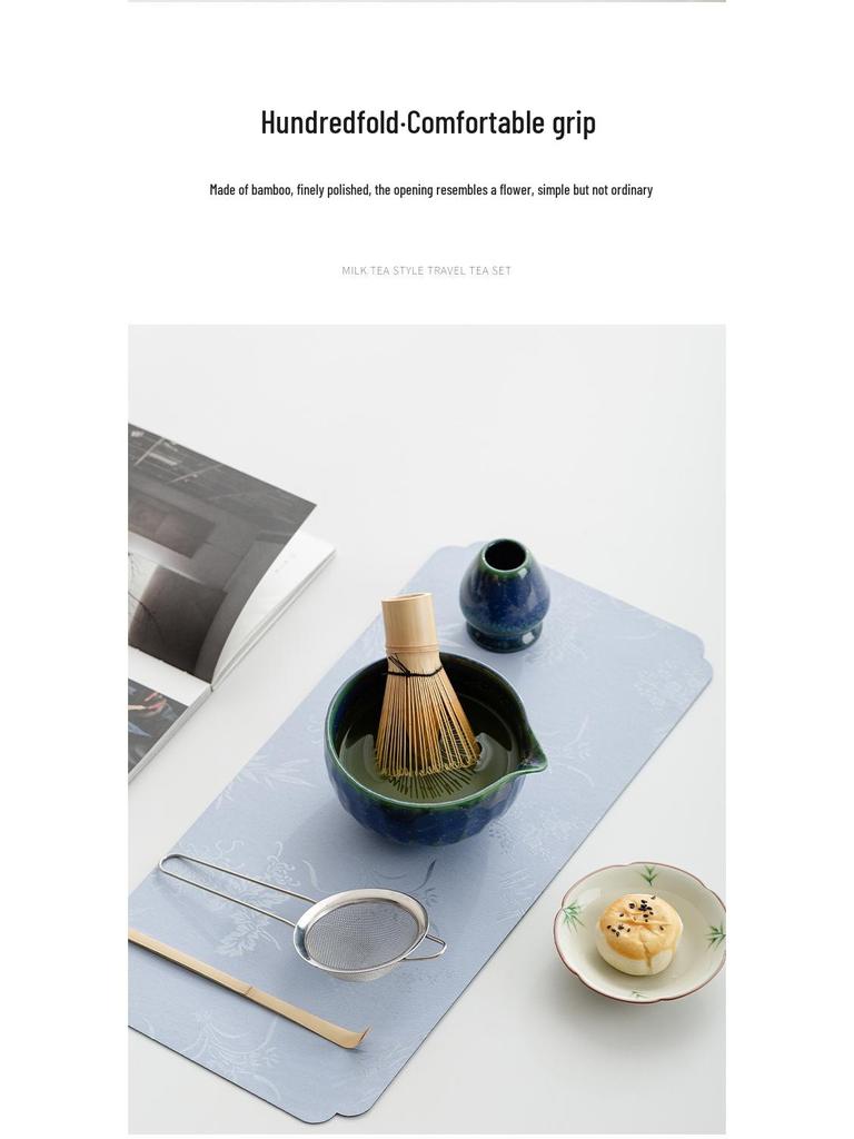 Handmade Japanese Matcha Ceramic Tea Bowl and Bamboo Whisking Tool