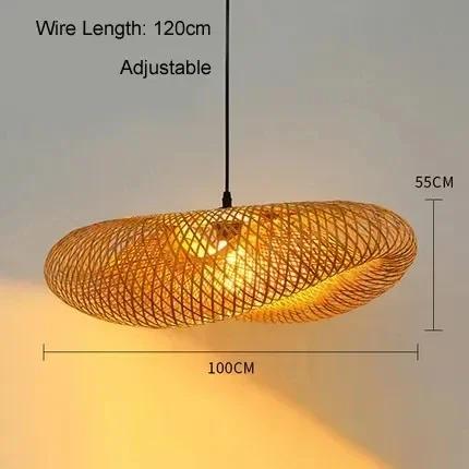 JOYINLED Extra Large Hand Woven Bamboo Pendant Light, Natural Farmhouse Chandelier for Living Room Kitchen Island Restaurant