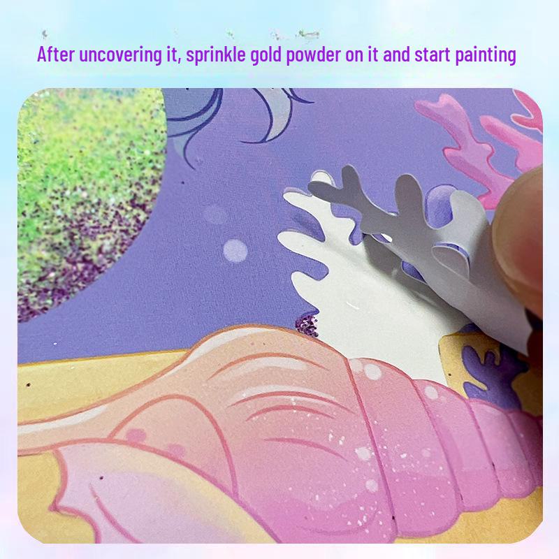Набор для рисования песком «Мечта русалки»: Набор наклеек принцессы и золотой пудры для детей