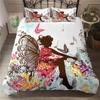 Fairy Duvet Cover Set Music Flower Butterfly Cute Quilt Cover Girls Cartoon Style Double Queen King Size Polyester Bedding Set