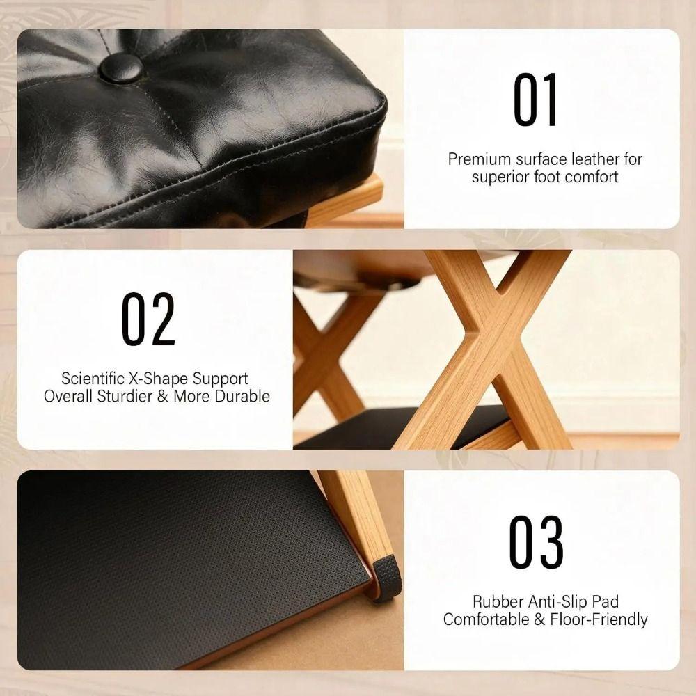 Natural Solid Wood Solid Wood Footrest Smooth Surface Office Foot Stool Home Office