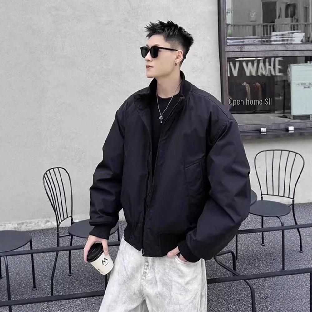 Унисекс Зимняя Летная Куртка в Стиле Гочао, Прямого Кроя - На Утеплителе из Хлопка, Плотная, Модная и Свободная.