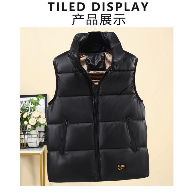Unisex Black Puffer Vest With Hood Warm Cotton-Padded Sleeveless Jacket Winter Casual Wear