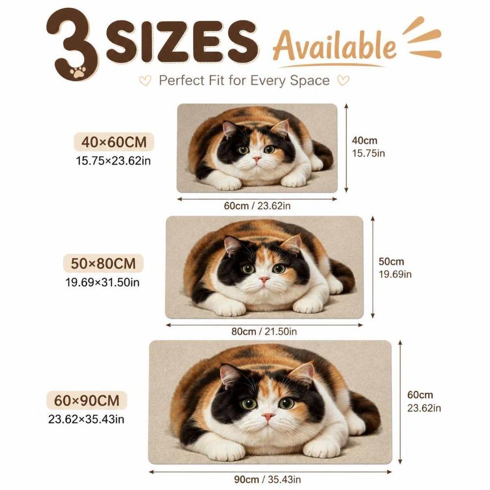 Absorbent Entryway Rug Diatomite Pet Floor Mat Practical Cat Print Doormat Hallway