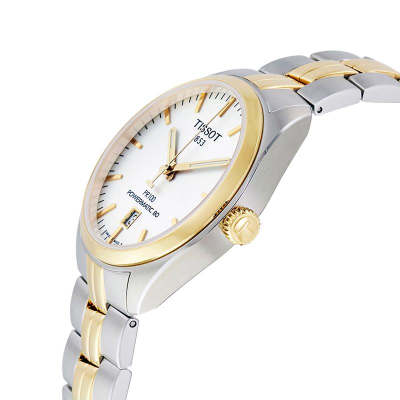 Tissot Коллекция PR100 Автоматический механический механизм Мужские часы 39 мм Белый циферблат Корпус из нержавеющей стали T101.407.22.031.00