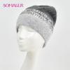 SOMALER Зимние шапки для женщин Теплая вязаная шапка из ангоры Модная шапка-бини с пайетками Толстая длинная шапка-ушанка из кроличьего меха