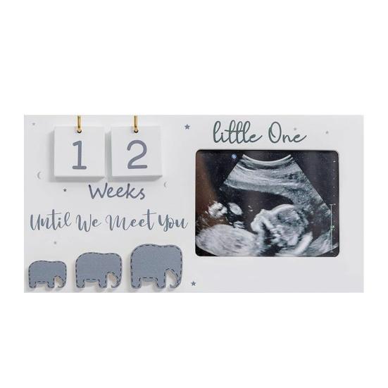 Baby Sonogram Picture Frame Wooden Ultrasound Photo Frame with Countdown Weeks Pregnancy Milestone