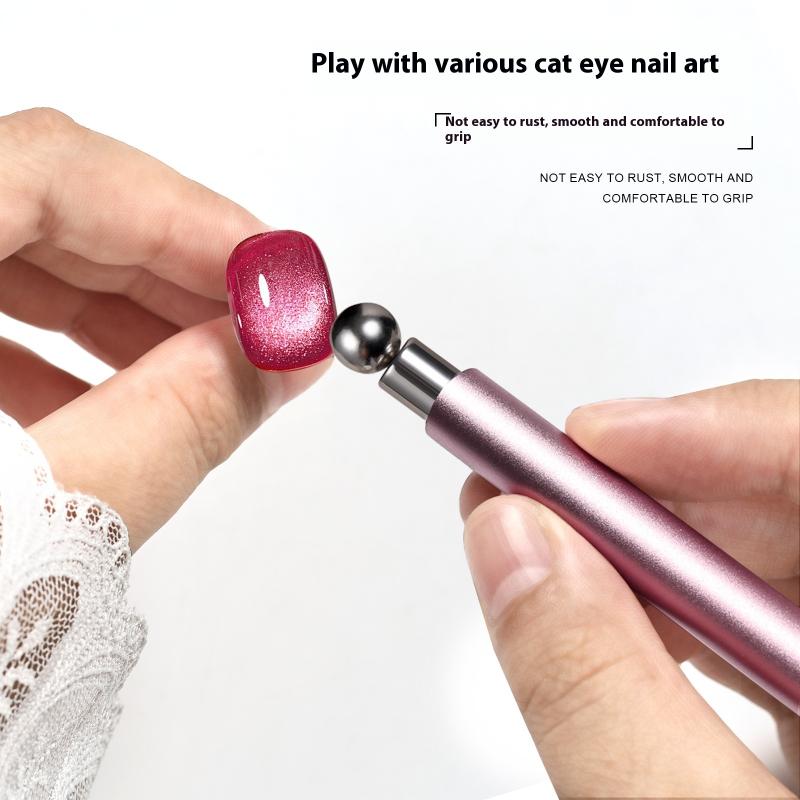 Магнитная палочка для маникюра «кошачий глаз» с двумя концами и стальными шариками, суперсильный магнит для гель-лака, ручка-магнит для маникюра