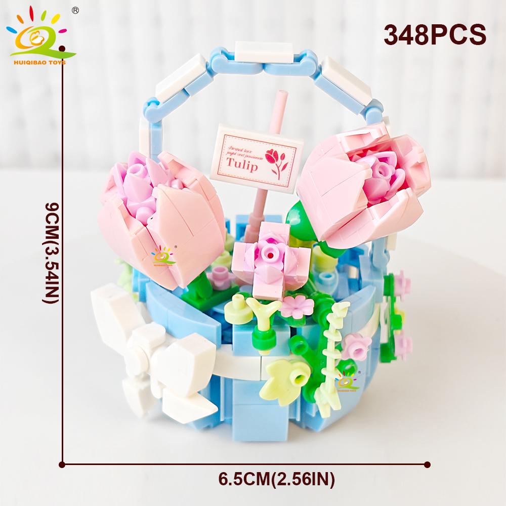 HUIQIBAO MOC Модель Цветка Микро Строительный Блок DIY Вечный Букет Украшение для Дома Стола Стола Растение Кирпич Подарок Девочке Детская Игрушка