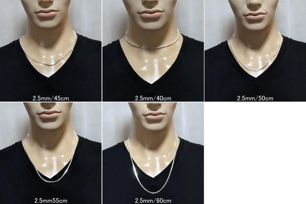 Items Necklace Silver 925 Chain Venetian Chain Silver Necklace Chain Only Thick 50cm Silver Necklace Chain Thick Box Necklace [100 Market] Men's Men's