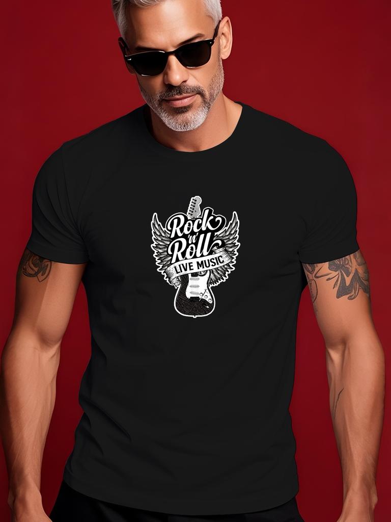 Rock 'n' Roll Live Music Graphic Tshirt - Electric Guitar...