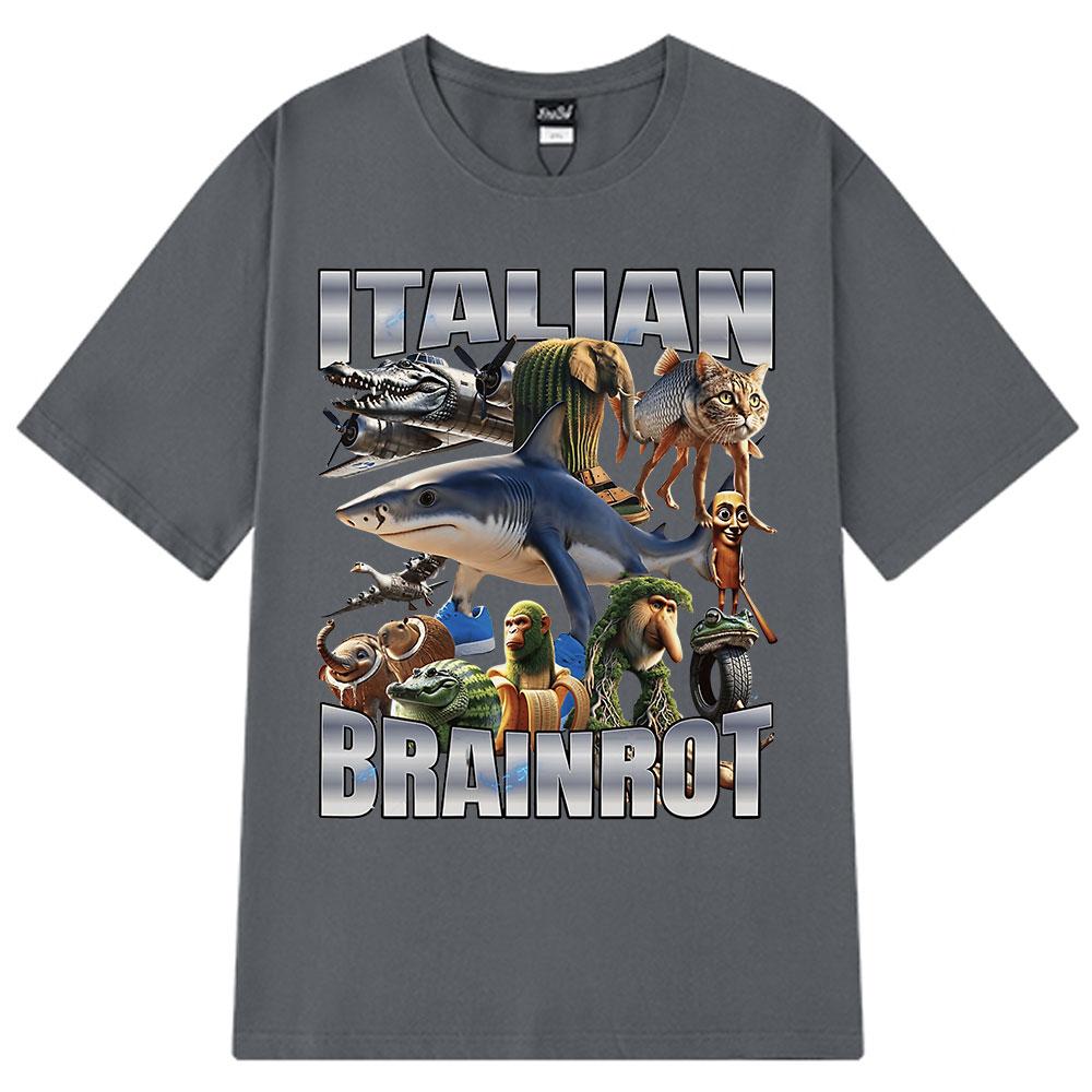 Italian Brainrot Tralalero Tralala Tung Tung Tung Sahur Bombardiro Crocodilo Funny Meme T-shirt Men Women Fashion Loose T Shirts