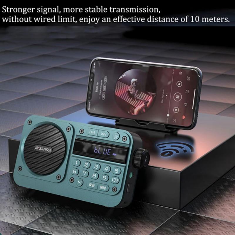 Портативный FM-радио, мини-FM-радиоприемник, уличный Bluetooth-динамик, TF-карта, USB-наушники, MP3-плеер, рекордер 70-108 МГц