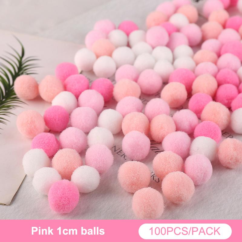 100 Pcs/Lot Macaron Pompom Fluffy Ball 10Mm Coloful Plush Ball Handmade Craft Diy Decor Toy Hairband Material Accessories