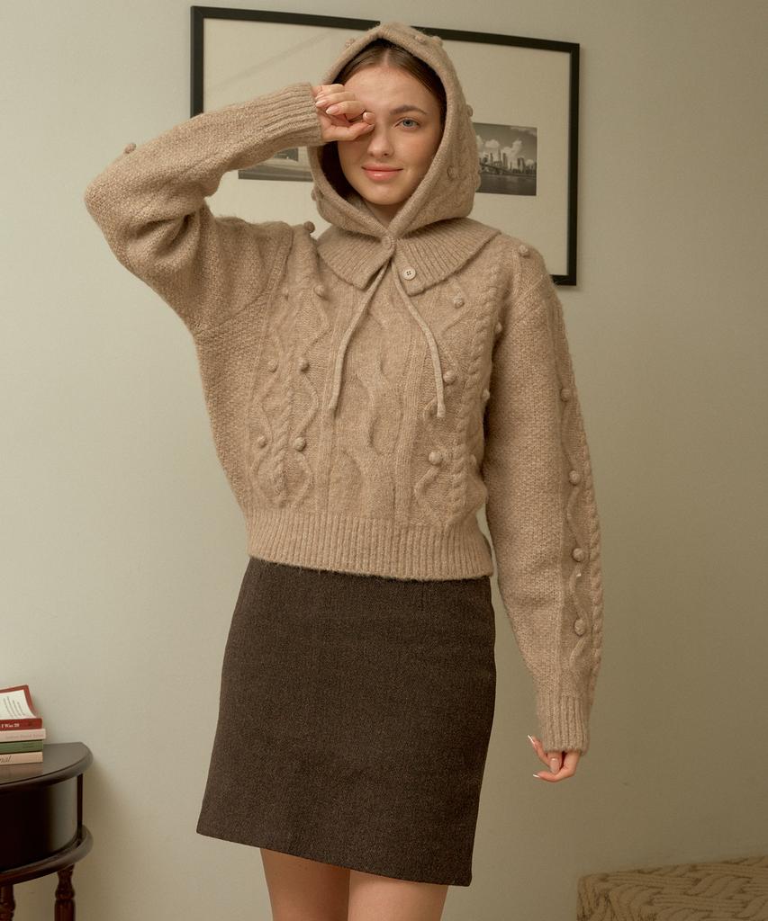 Bye Bye Seop Basic Wool Mini Skirt Brown [T34]
